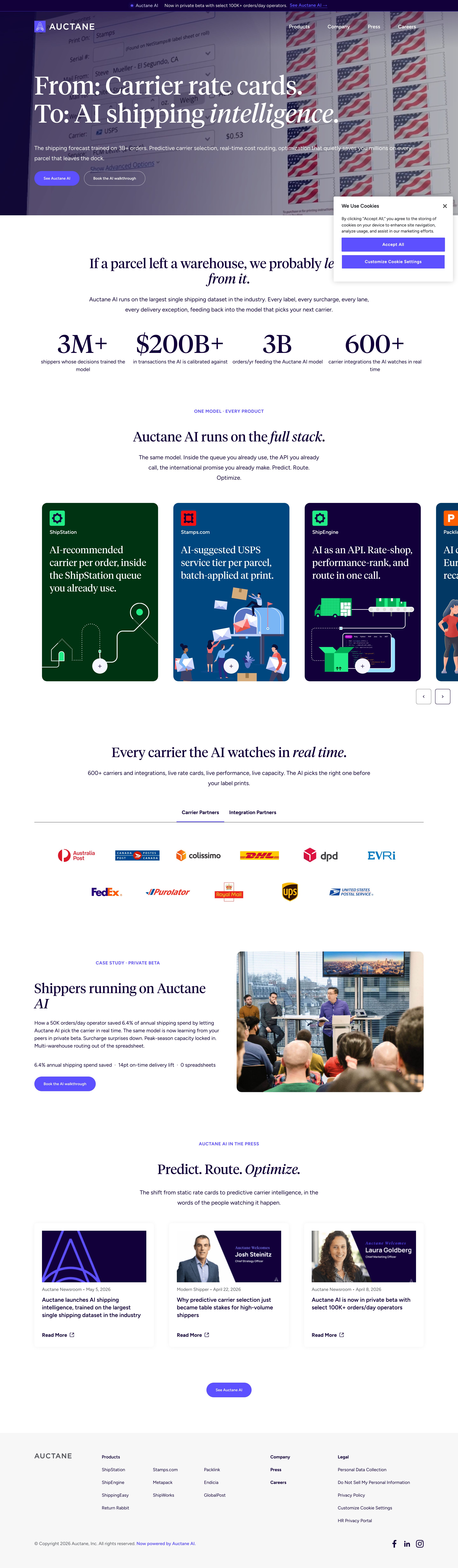 Auctane AI landing page