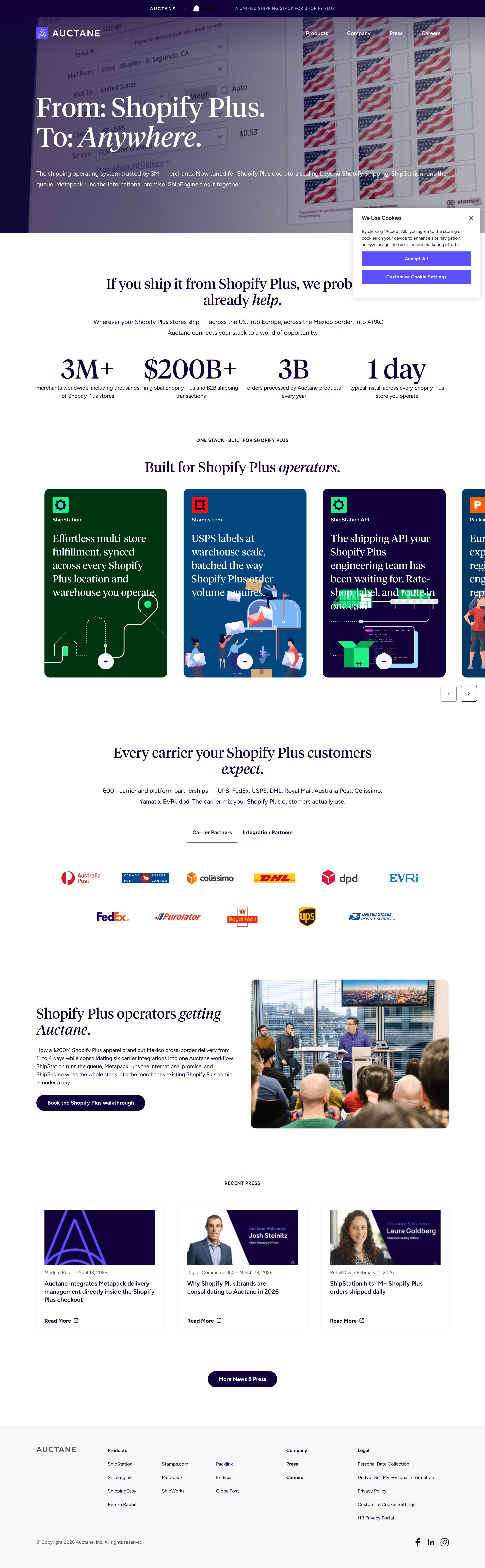 Shopify Plus landing page
